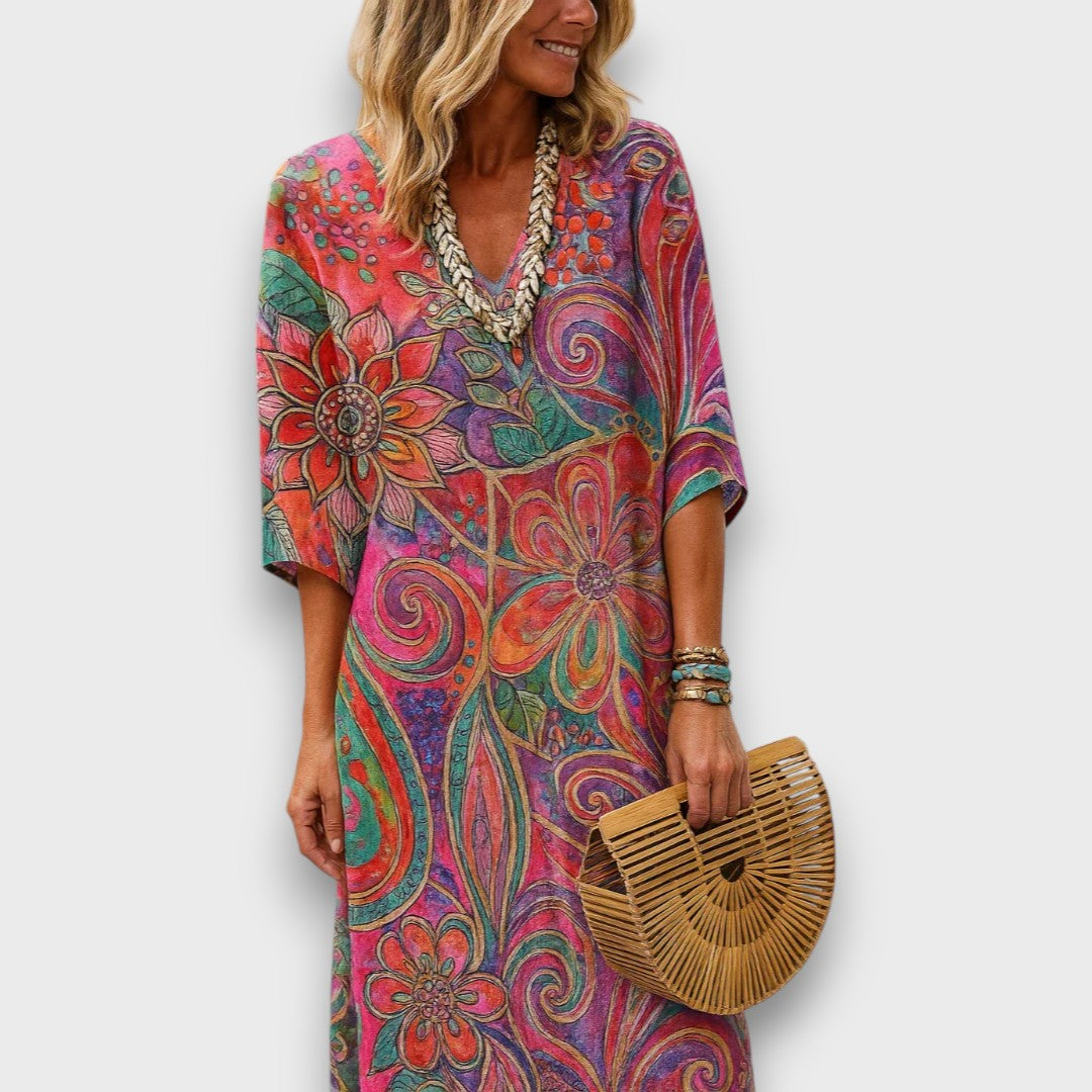 Kaftan z Boho vzorom in Ohlapno Silhueto
