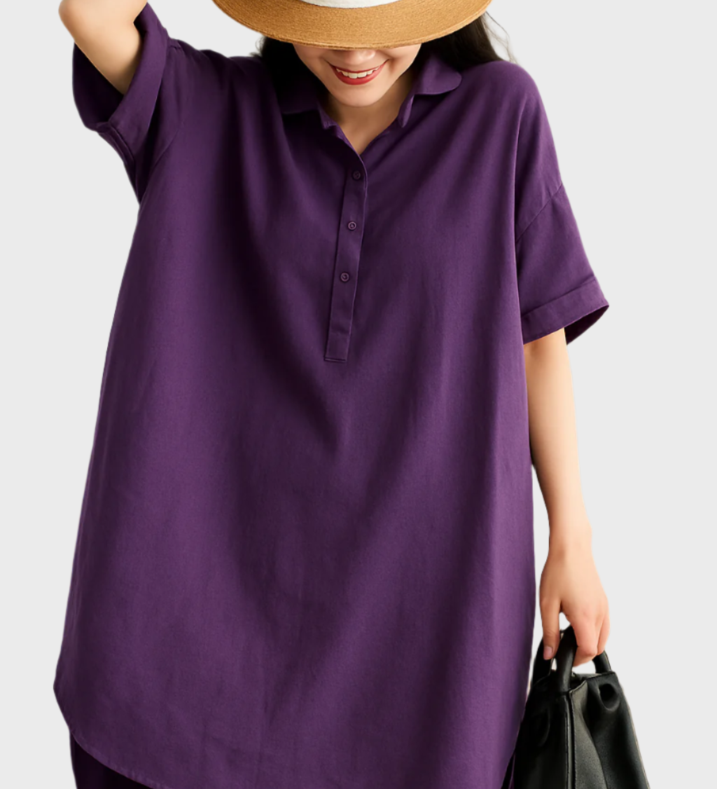 Sproščena Lanena Srajčna Obleka