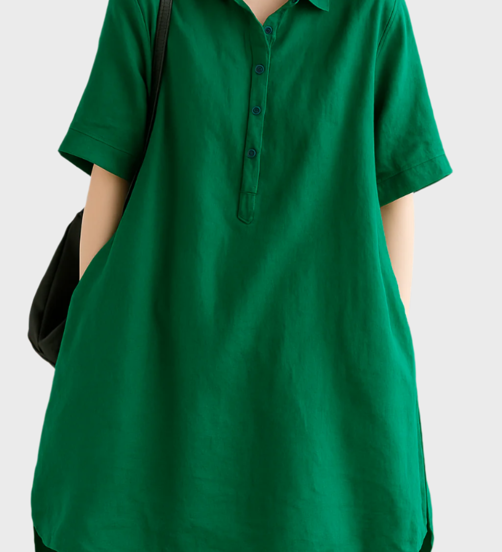 Sproščena Lanena Srajčna Obleka