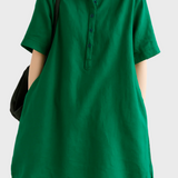 Sproščena Lanena Srajčna Obleka