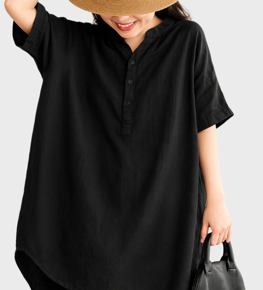 Sproščena Lanena Srajčna Obleka
