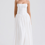 Maxi obleka z tankimi naramnicami in cvetličnim vzorcem