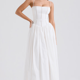 Maxi obleka z tankimi naramnicami in cvetličnim vzorcem