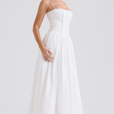 Maxi obleka z tankimi naramnicami in cvetličnim vzorcem