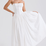 Maxi obleka z tankimi naramnicami in cvetličnim vzorcem