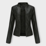 Eleganten Usnjen Jakna z Moderno Linijo in Časovno Nepodloženim Estetiko