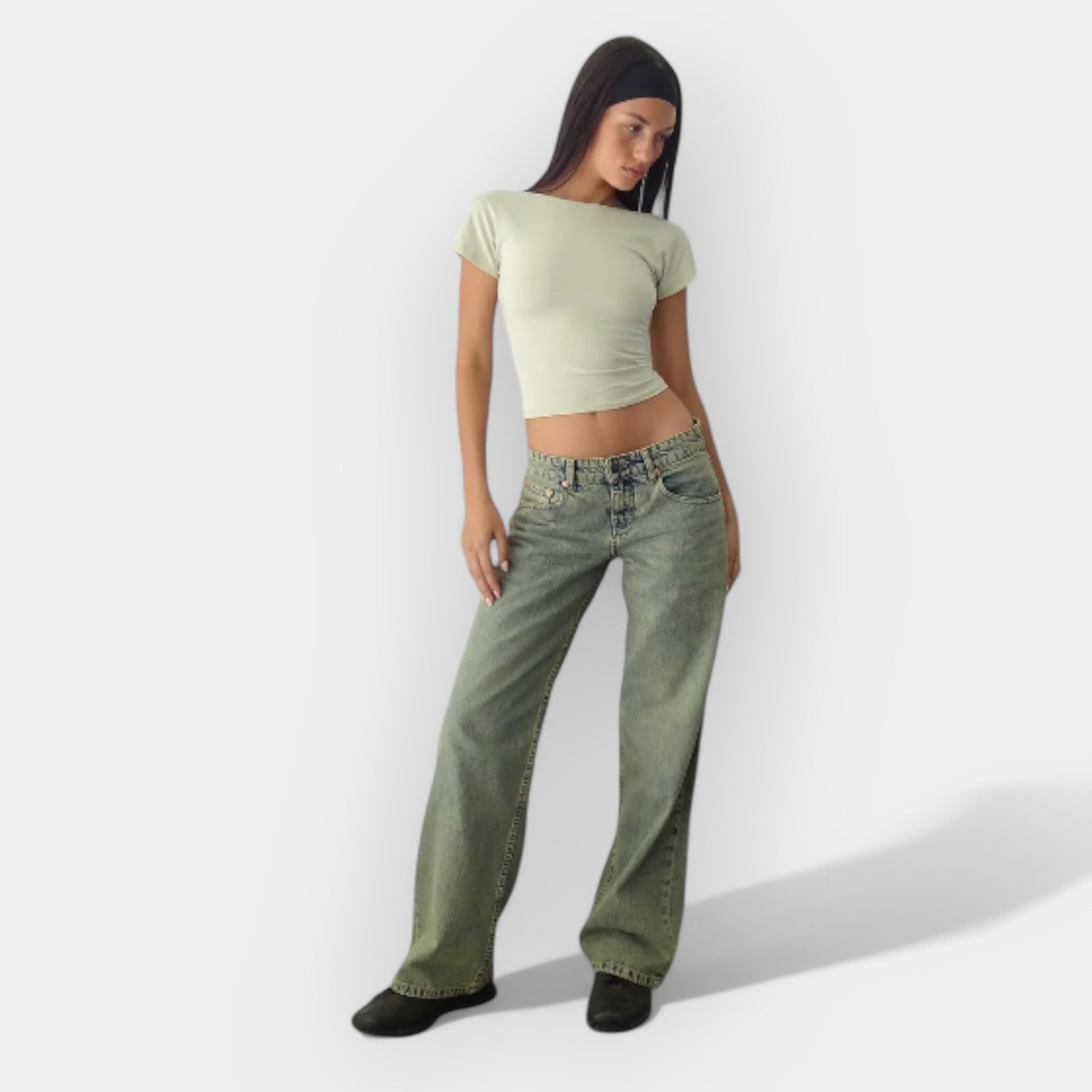 Nizkokavzni Jeans Hlače