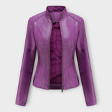 Moderna kratka usnjena jakna z zadrgo