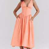 Midi obleka romantičnega cvetličnega vzorca