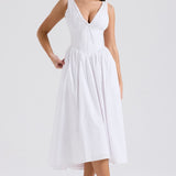 Midi obleka romantičnega cvetličnega vzorca