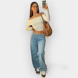 Nizkokavzni Jeans Hlače