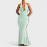 Eleganten gala obleko z odprtim hrbtom in osupljivo dekoltejem