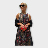 Maksi obleka z izbranimi motivi