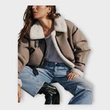 Usnjena jakna s podlogo in pasom