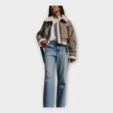 Usnjena jakna s podlogo in pasom