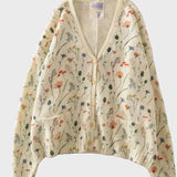 Eleganten Pleteni Jopič z Cvetličnim Motivi