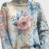 Elegantna Pletena Majica s Čipkastimi Detajli