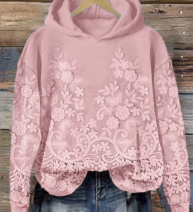 Casual pulover z 3D cvetličnim vzorcem