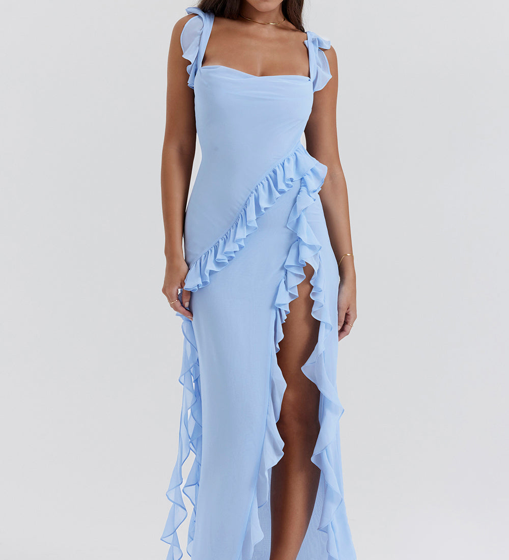 Meissa | Obleka z asimetričnimi volani