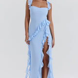 Meissa | Obleka z asimetričnimi volani