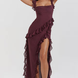 Meissa | Obleka z asimetričnimi volani