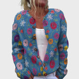 Pleteni jopič z cvetličnim vzorcem