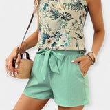 Set s tropskim vzorcem in halter topom