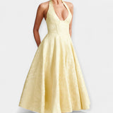 Midi obleka z odprtim hrbtom in stiliziranim korzetom