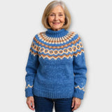 Pleteni Pulover z Vzorec na Ovratniku