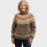 Pleteni Pulover z Vzorec na Ovratniku