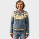 Pleteni pulover z geometrijskim vzorcem