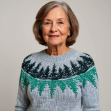 Pleteni Pulover z Naravnimi Motivnimi Vzorci