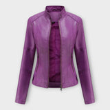 Elegantna usnjena jakna z modernim krojem in brezčasnim stilom