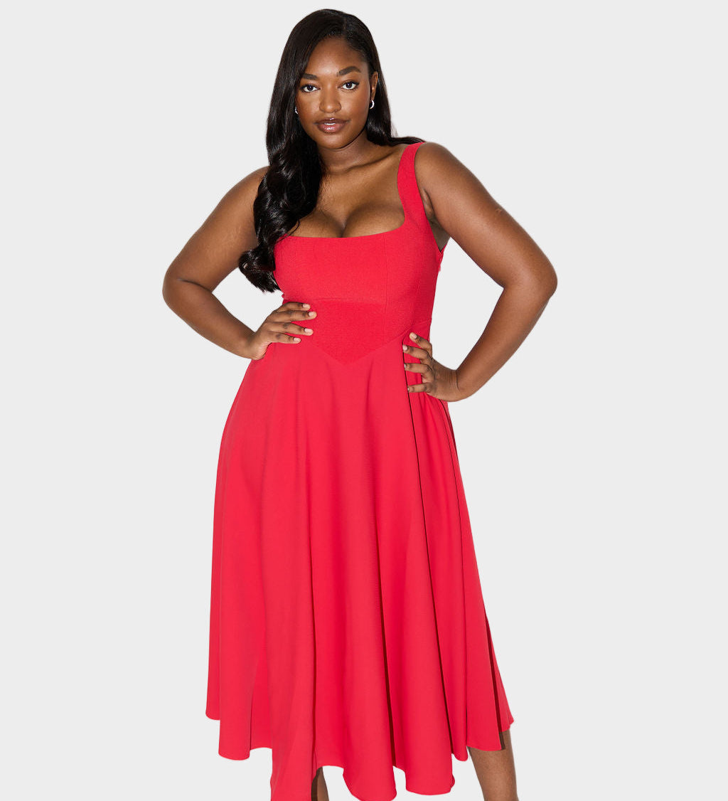 Večno Zračno Midi Obleko z Eleganco in Naravno Gibanje