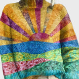 Pleteni pulover z visokim ovratnikom in posebnim vzorcem